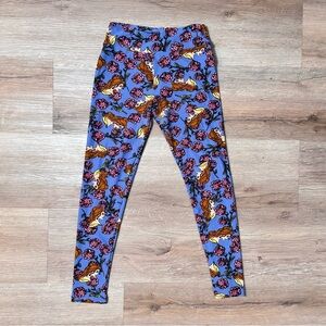 Lularoe Disney Belle Beauty &the Beast Women Leggings w/ Roses Size OS